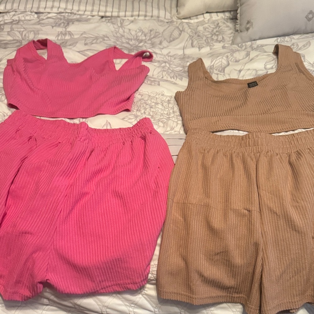 SHEIN Pink and Tan Jumpsuit Set